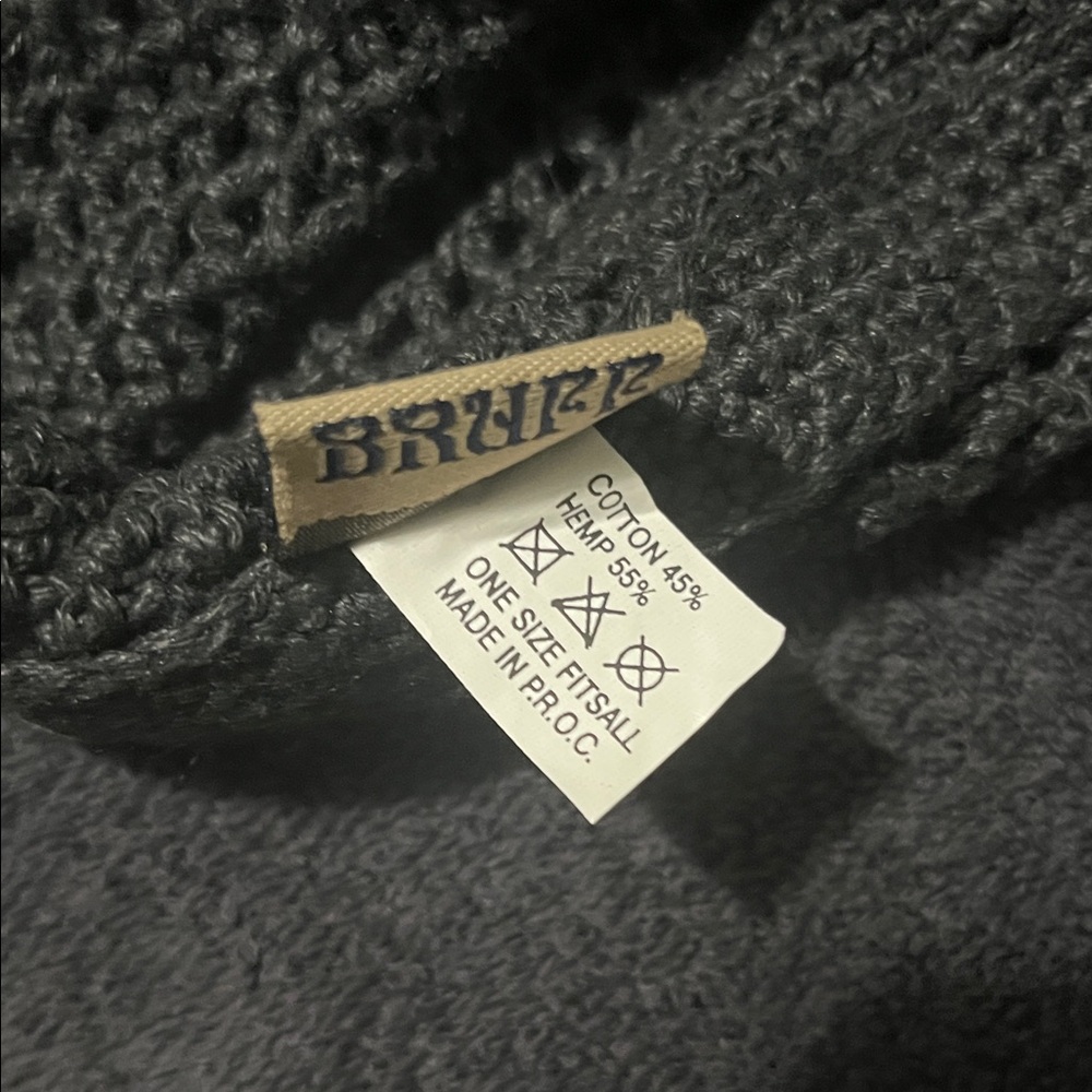 Bruff Vintage Black Knit Beanie Hat - Picture 3 of 4